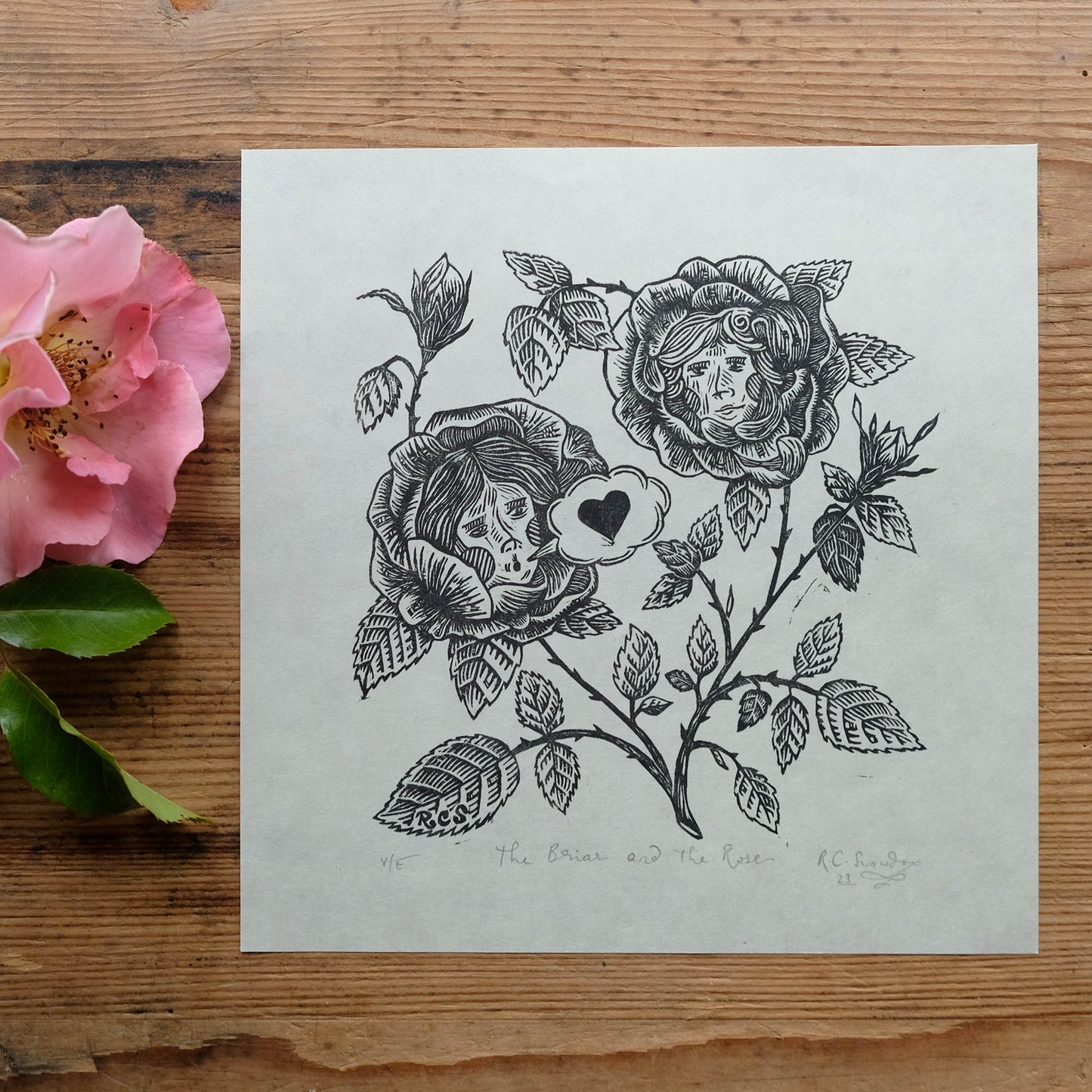 The Briar and The Rose - Lino Print