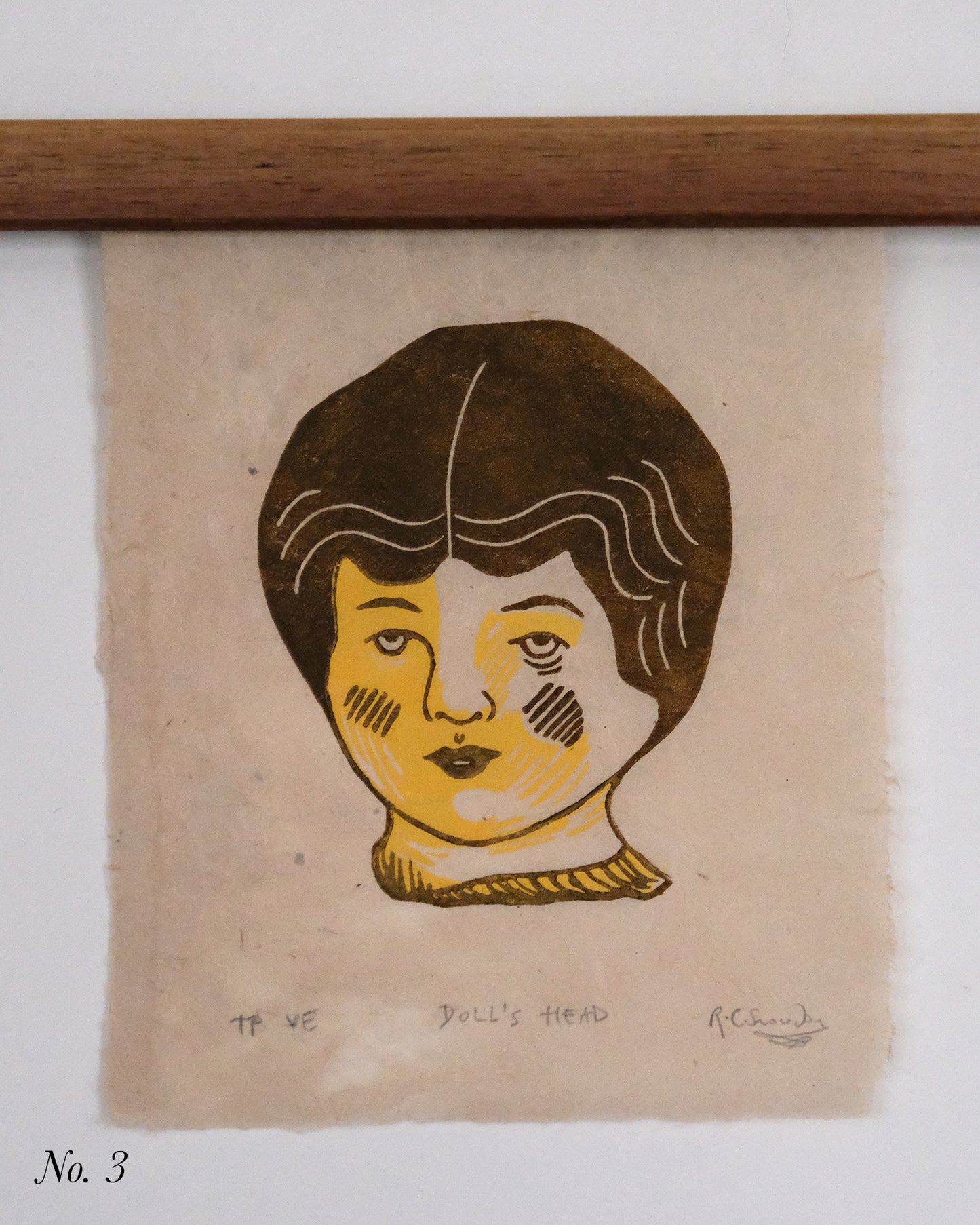 SECONDS - Doll's Head - Lino Print