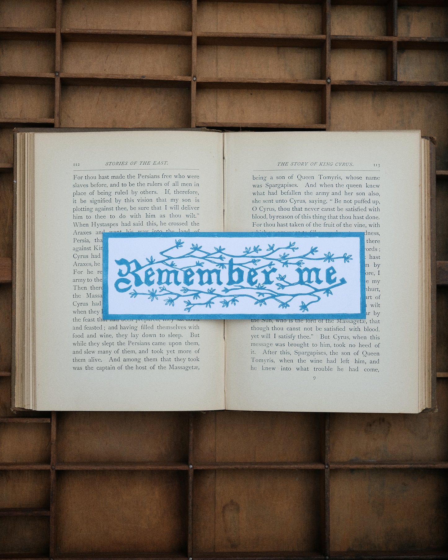 Remember Me - Lino Printed Bookmark