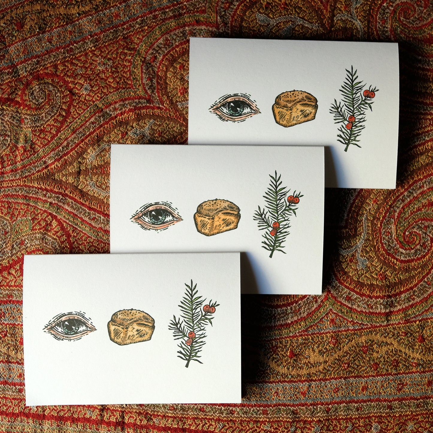 Eye Loaf Yew / I Love You - Hand Painted, Hand Printed Greetings Card (Colour)