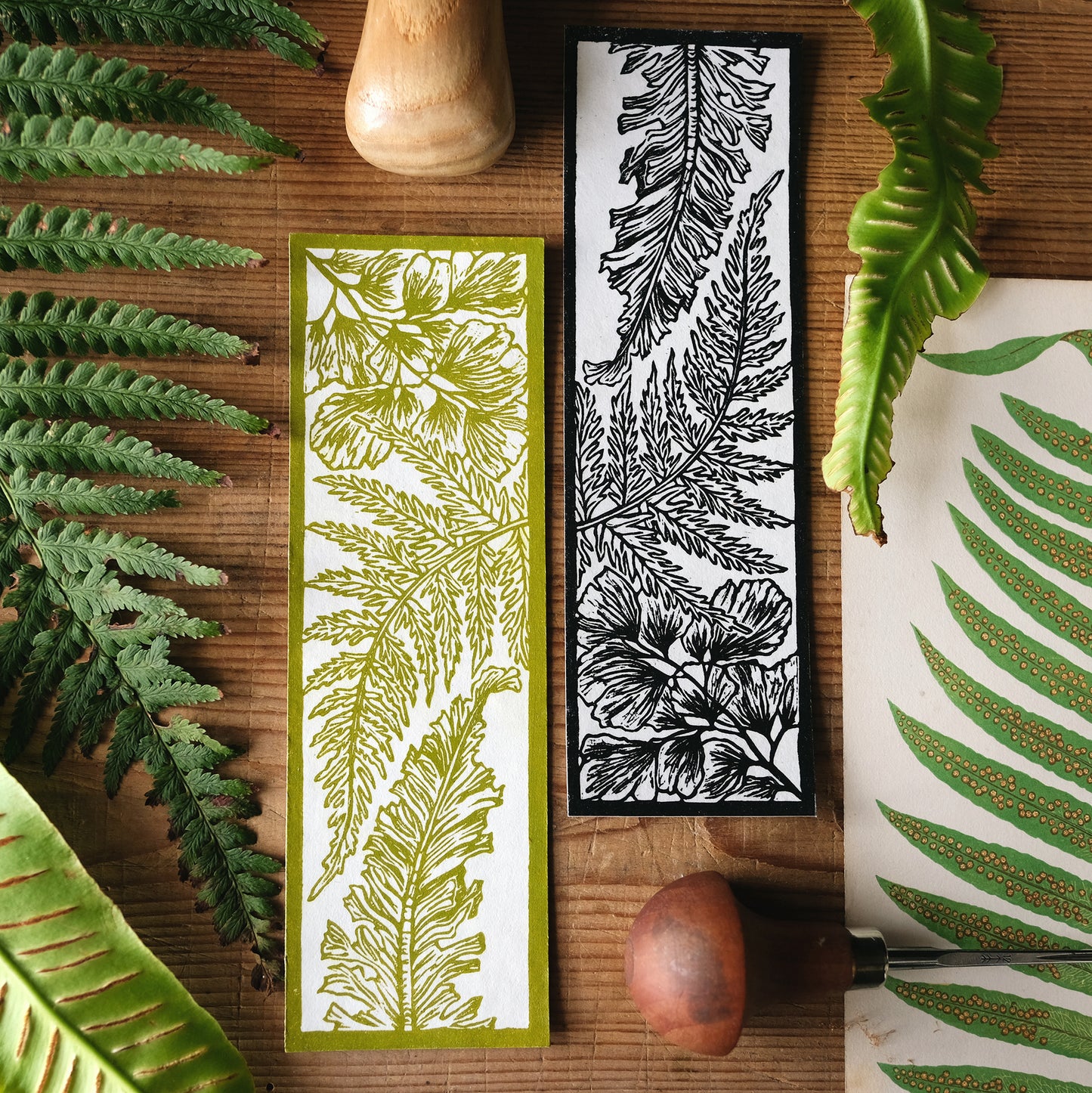 Fern Fever - Lino Printed Bookmark