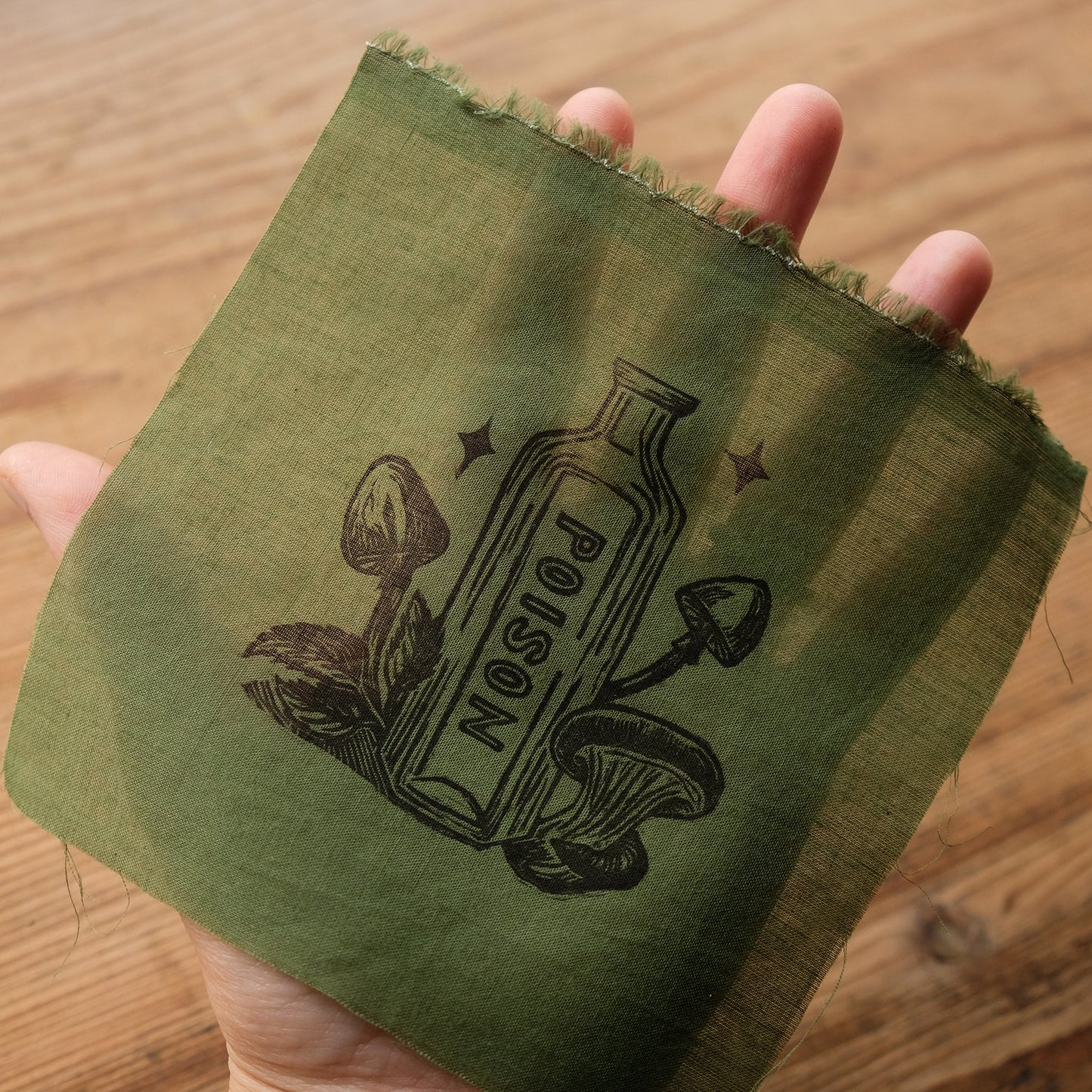 Poison Bottle - Lino Printed Cotton Fabric Patch