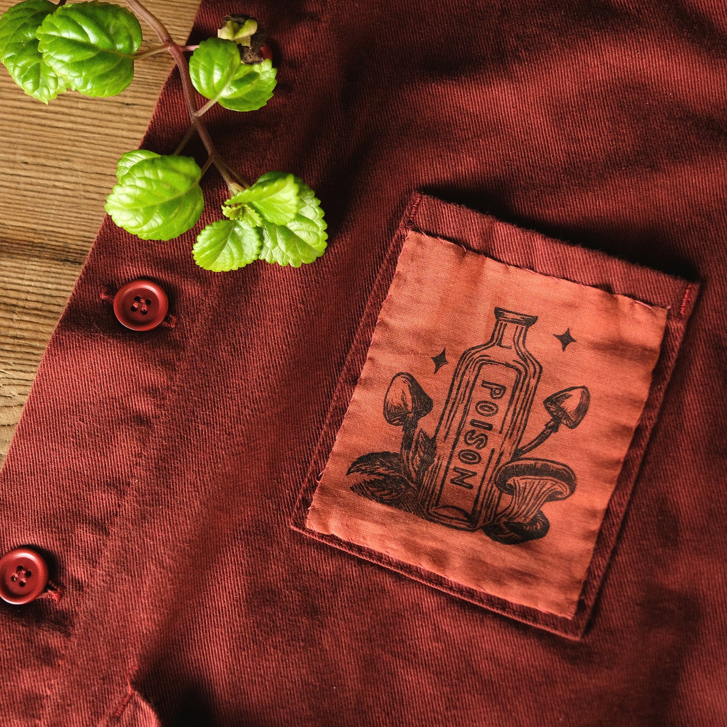 Poison Bottle - Lino Printed Cotton Fabric Patch