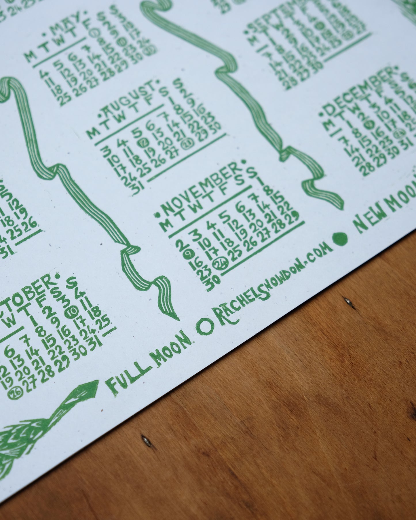 The Foraging Year - 2026 A3 Linocut Calendar and Poster - Limited Edition