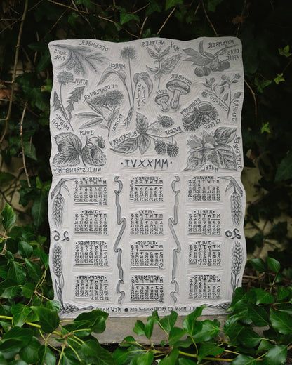 The Foraging Year - 2026 A3 Linocut Calendar and Poster - Limited Edition