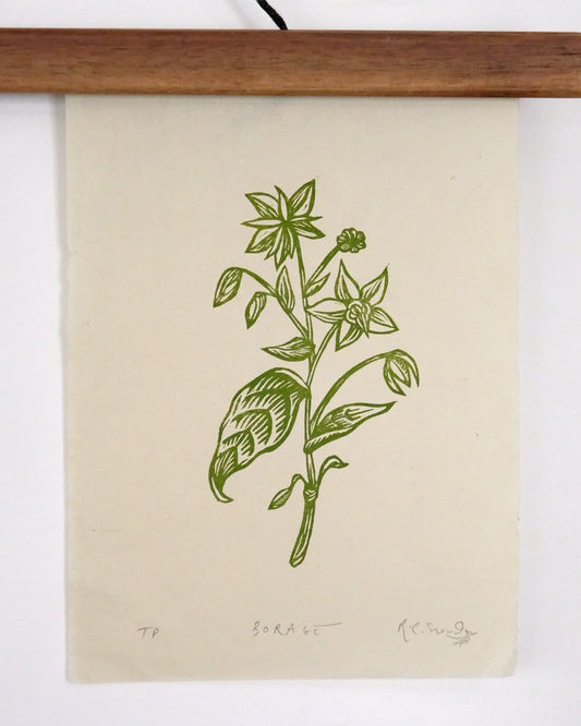 SECONDS - Borage - Lino Print