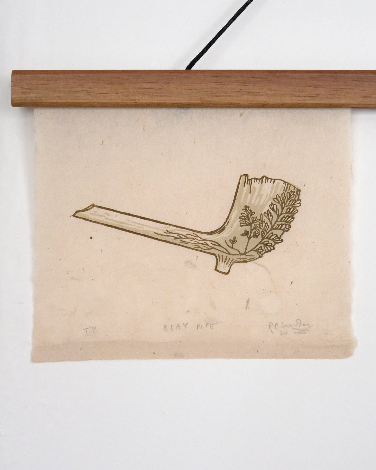 SECONDS - Clay Pipe - Lino Print