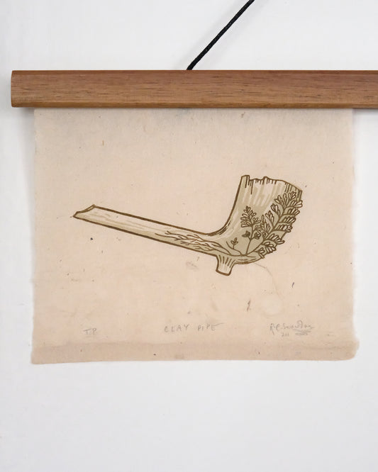 SECONDS - Clay Pipe - Lino Print