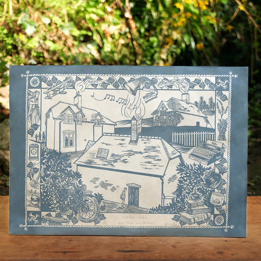 Clouds Hill Now, Then, and Before - T.E. Lawrence's Cottage Lino Print