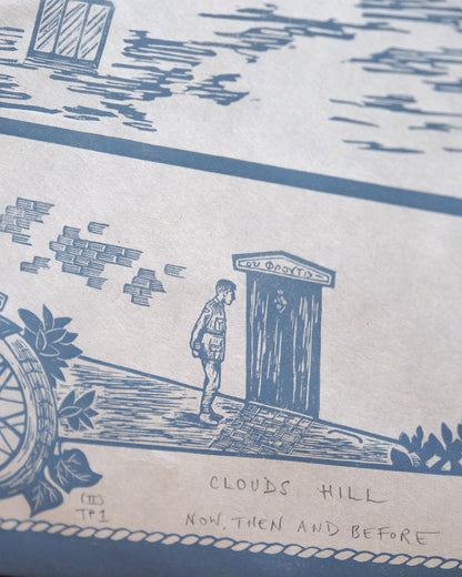 Clouds Hill Now, Then, and Before - T.E. Lawrence's Cottage Lino Print