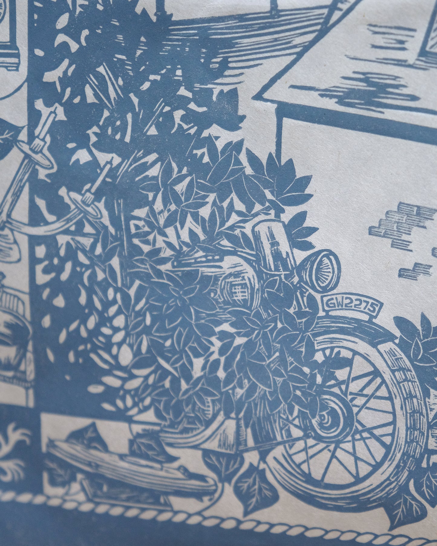 Clouds Hill Now, Then, and Before - T.E. Lawrence's Cottage Lino Print