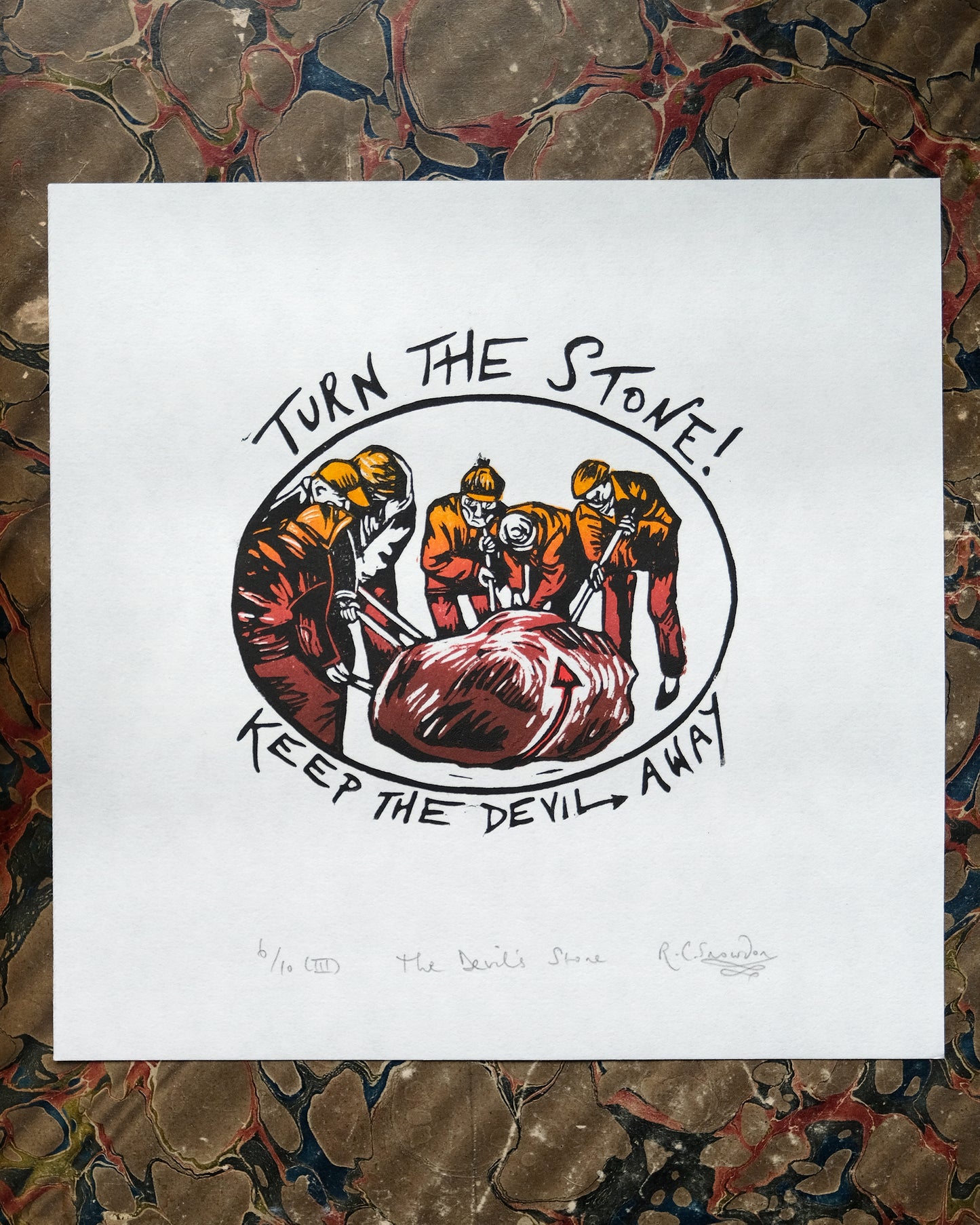 The Devil's Stone - Devon Folklore Lino Print
