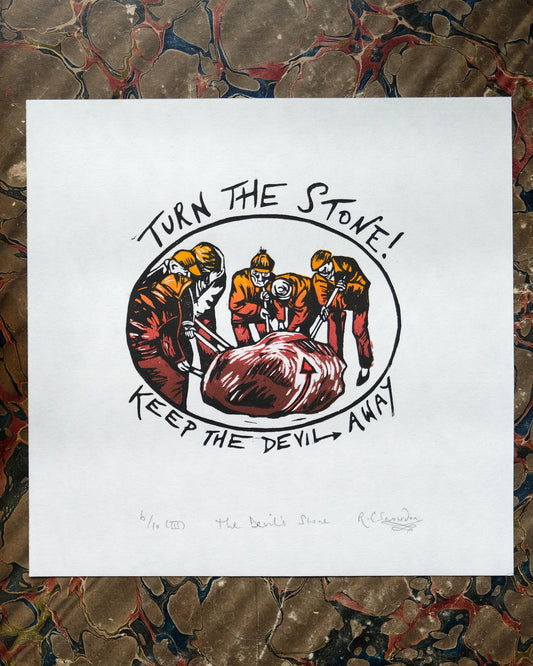 The Devil's Stone - Devon Folklore Lino Print