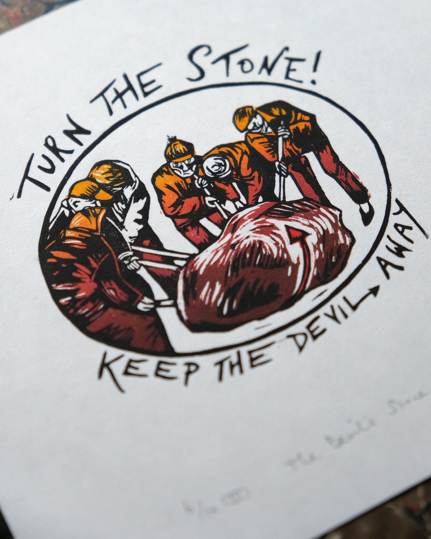 The Devil's Stone - Devon Folklore Lino Print