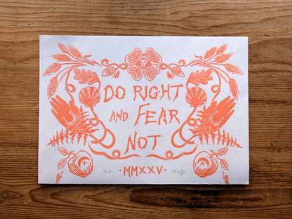 Do Right And Fear Not - 2025 Linocut Calendar - Limited Edition