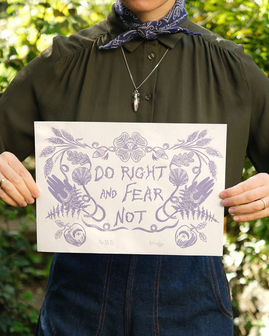 Do Right And Fear Not - Linocut Motivational Proverb Poster