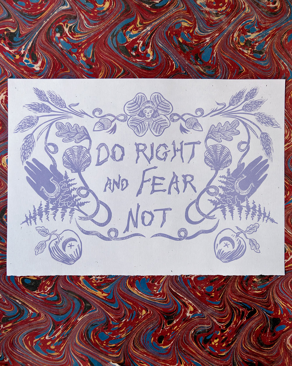 Do Right And Fear Not - Linocut Motivational Proverb Poster