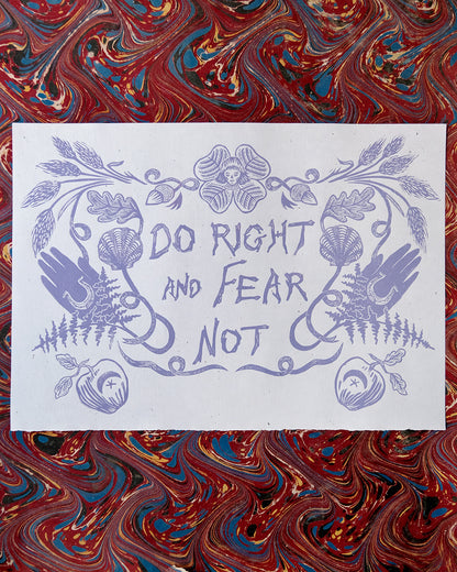 Do Right And Fear Not - Linocut Motivational Proverb Poster