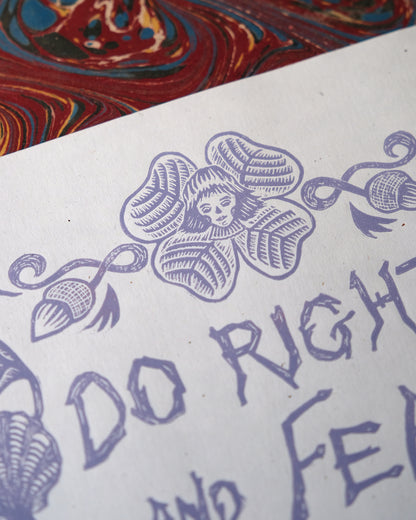 Do Right And Fear Not - Linocut Motivational Proverb Poster