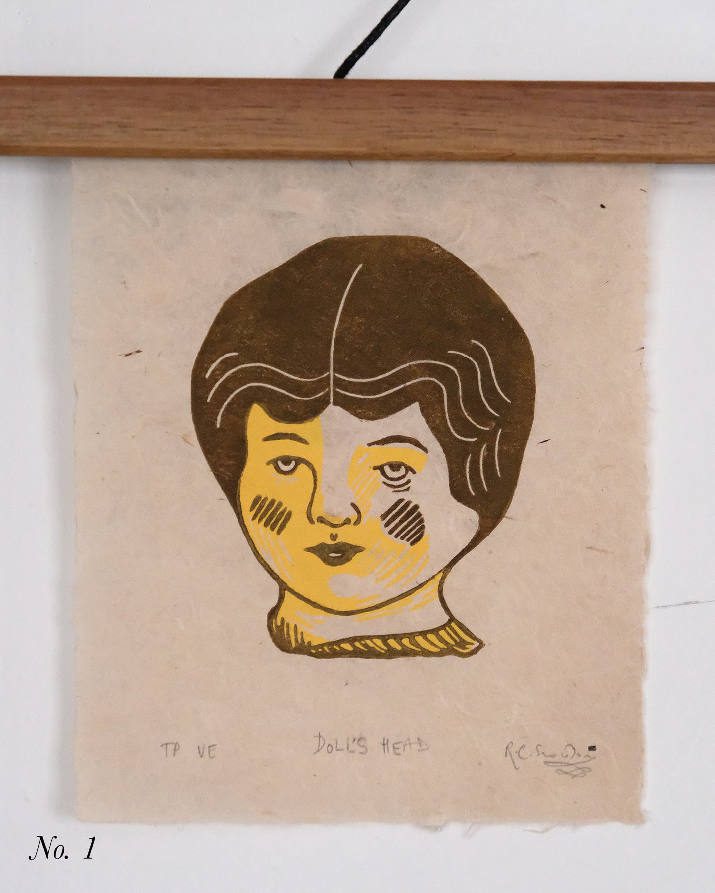 SECONDS - Doll's Head - Lino Print