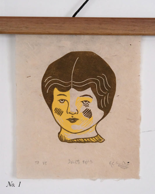 SECONDS - Doll's Head - Lino Print