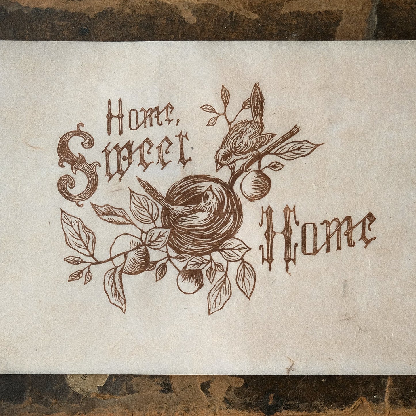 Home Sweet Home - Victorian Style Lino Print