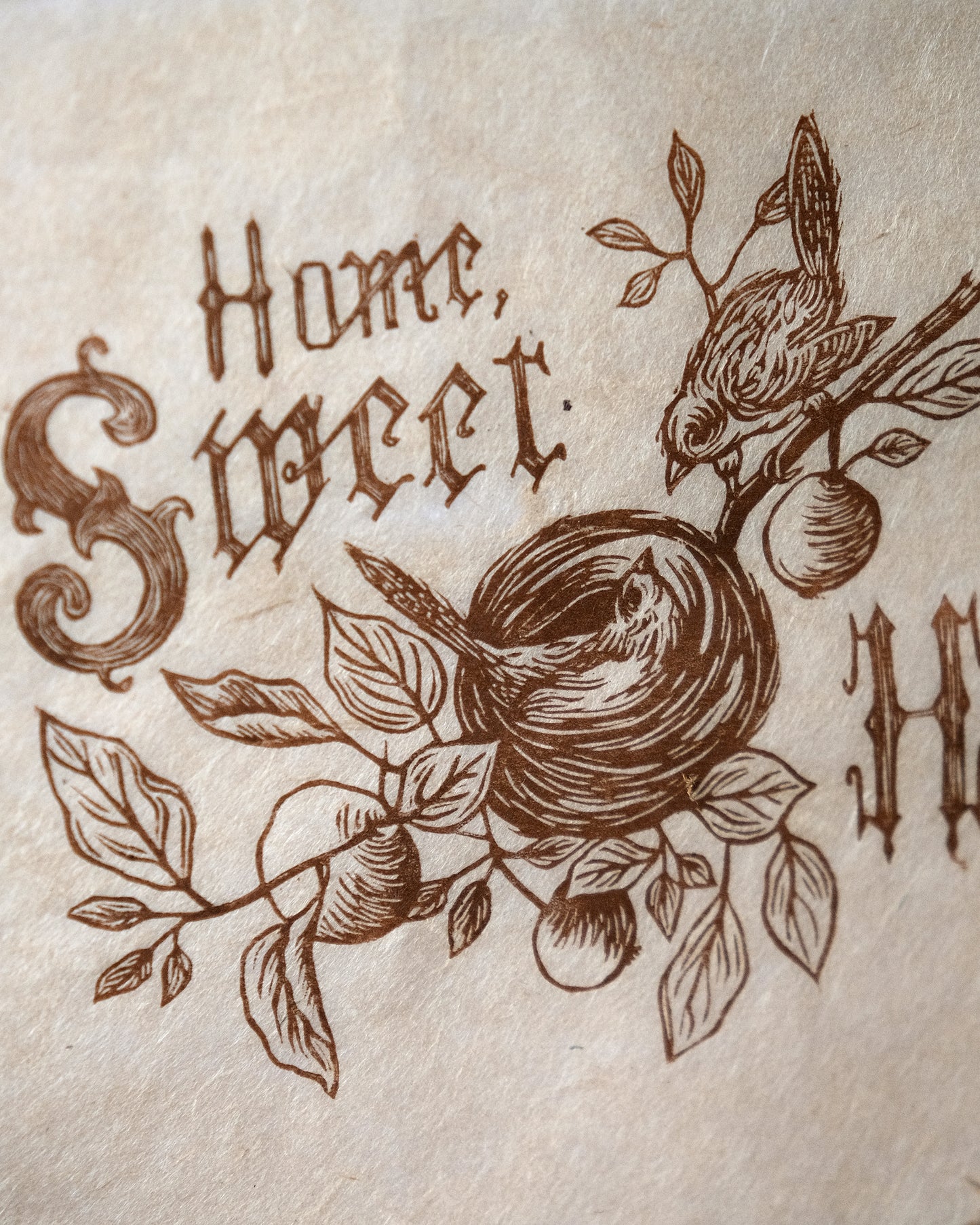 Home Sweet Home - Victorian Style Lino Print