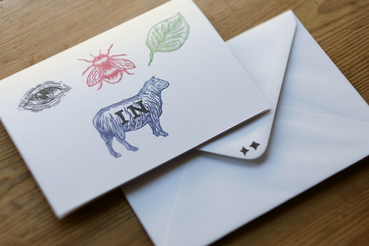 Eye Bee Leaf In Ewe / I Believe In You - Hand Printed Greetings Card