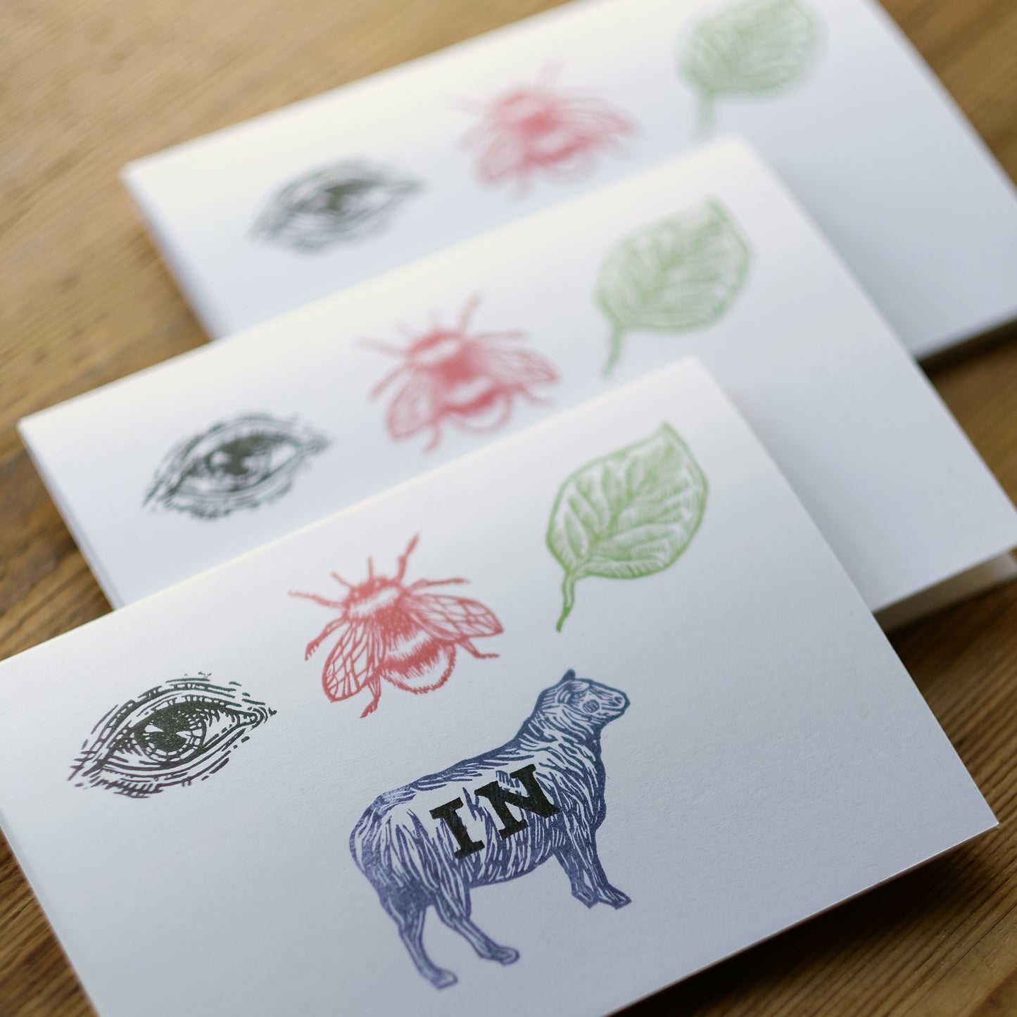 Eye Bee Leaf In Ewe / I Believe In You - Hand Printed Greetings Card