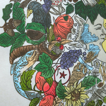 The Wheel Of The Year - Pagan and Nature Lino Print