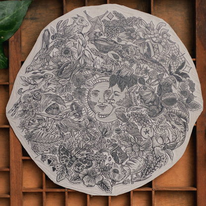 The Wheel Of The Year - Pagan and Nature Lino Print
