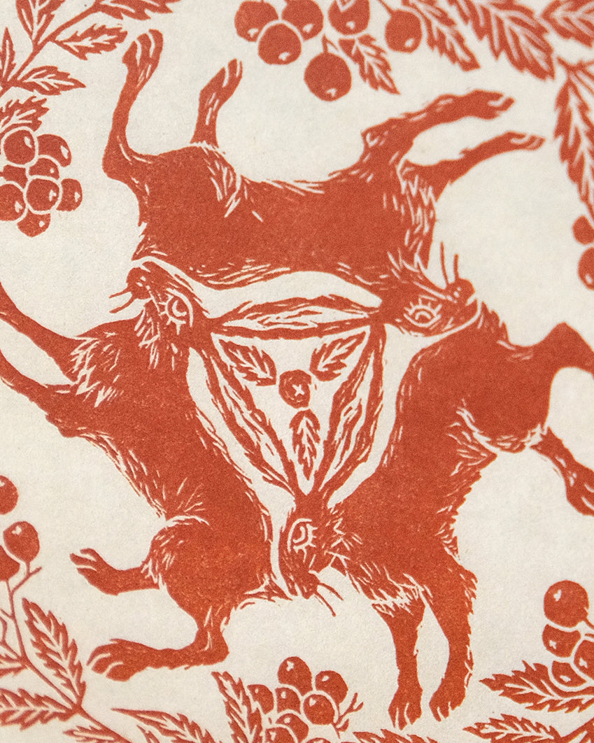 Tinners' Hares and Rowan Folklore Greetings Card