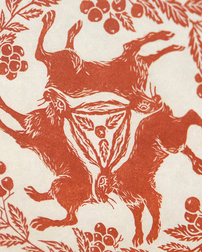 Tinners' Hares and Rowan Folklore Greetings Card