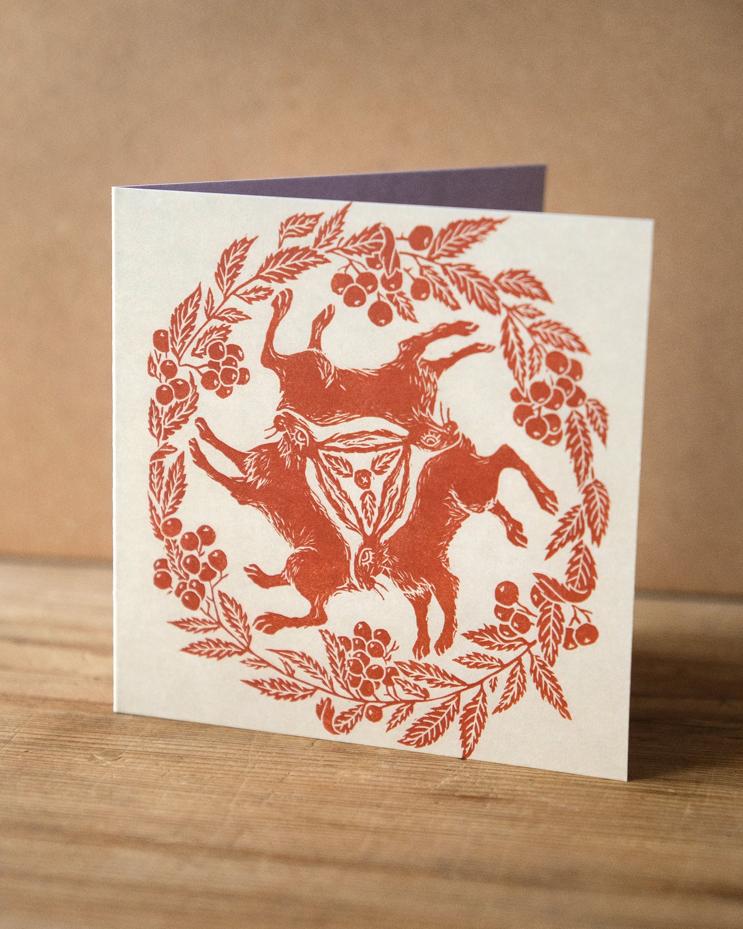 Tinners' Hares and Rowan Folklore Greetings Card