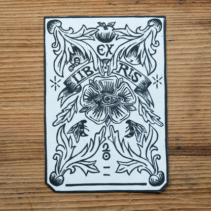 Rose of Providence - Lino Printed Ex Libris Bookplate