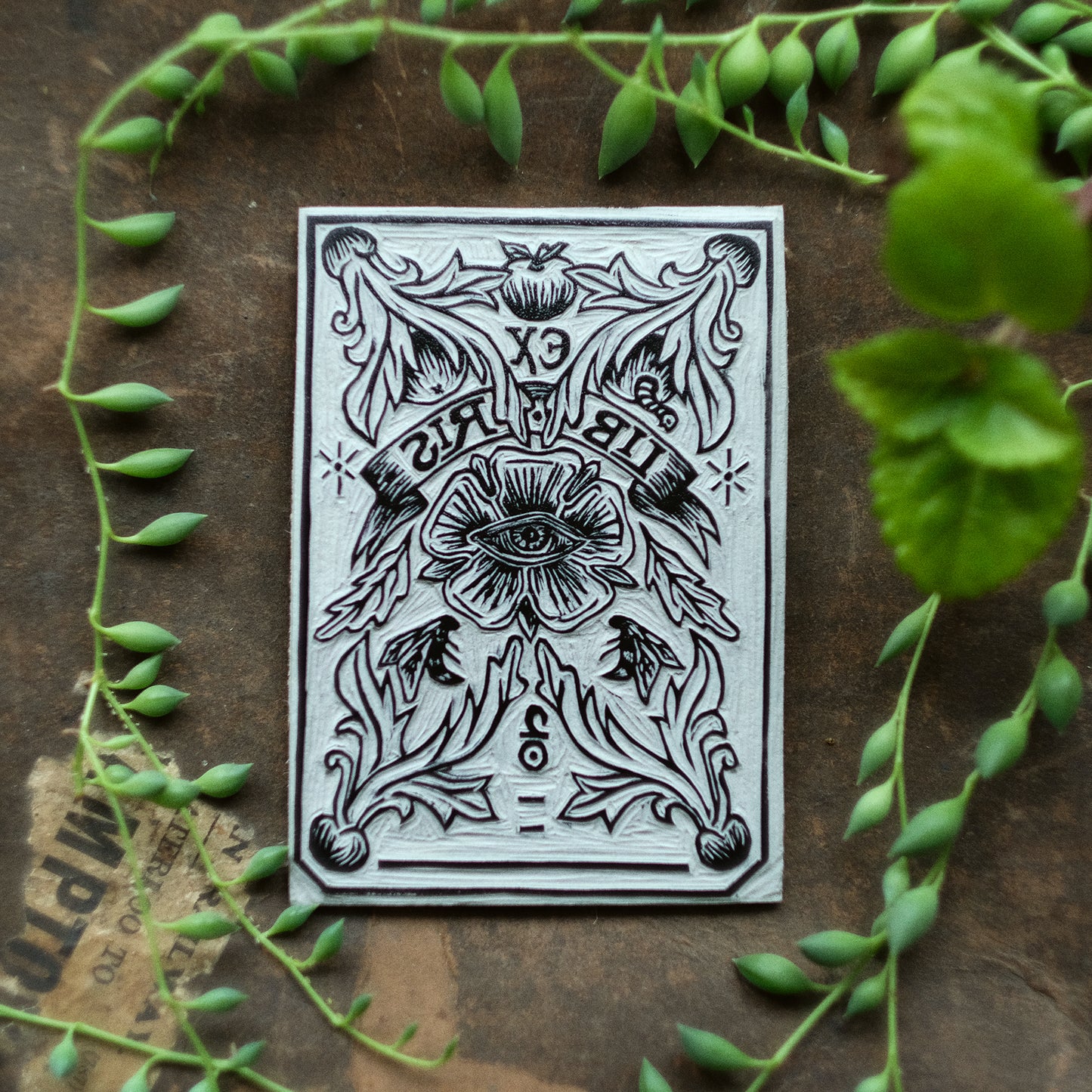 Rose of Providence - Lino Printed Ex Libris Bookplate