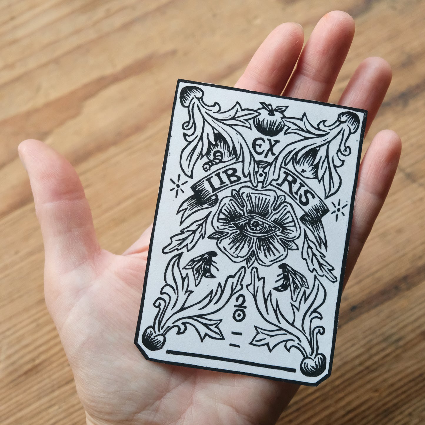 Rose of Providence - Lino Printed Ex Libris Bookplate
