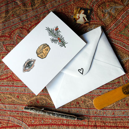 Eye Loaf Yew / I Love You - Hand Painted, Hand Printed Greetings Card (Colour)