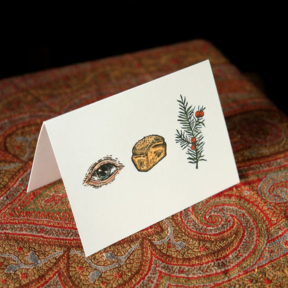 Eye Loaf Yew / I Love You - Hand Painted, Hand Printed Greetings Card (Colour)