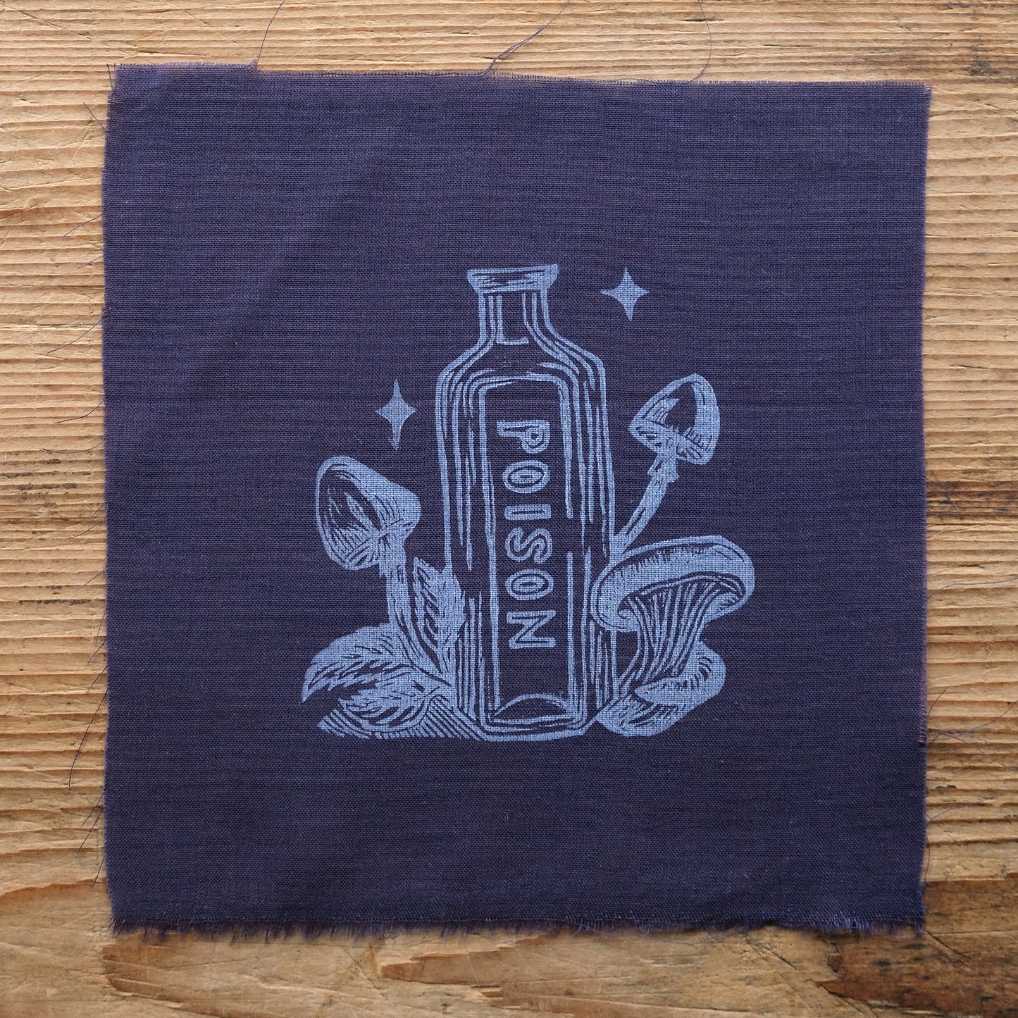 Poison Bottle - Lino Printed Cotton Fabric Patch