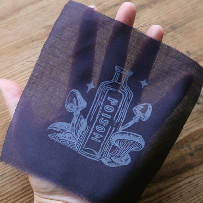 Poison Bottle - Lino Printed Cotton Fabric Patch