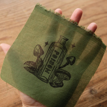 Poison Bottle - Lino Printed Cotton Fabric Patch