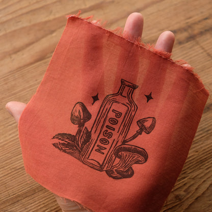 Poison Bottle - Lino Printed Cotton Fabric Patch