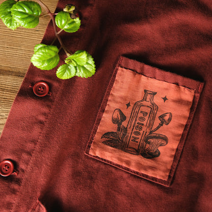 Poison Bottle - Lino Printed Cotton Fabric Patch